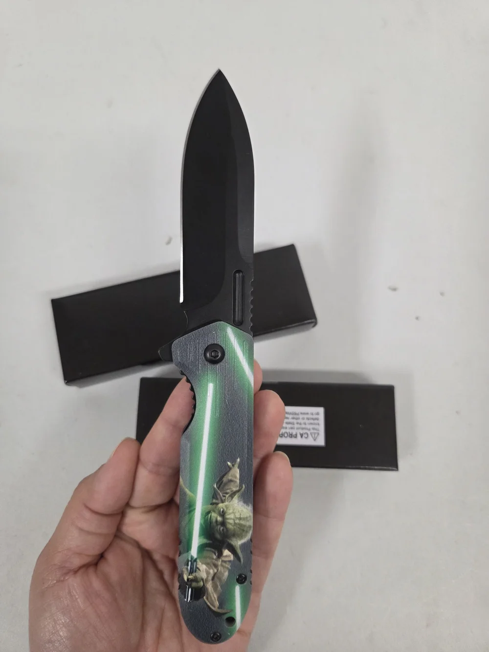 Black & Green Character Folding Knife - Gaming Themed